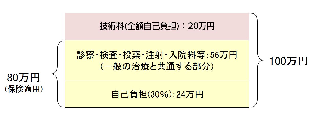 先進医療の自己負担のイメージ図